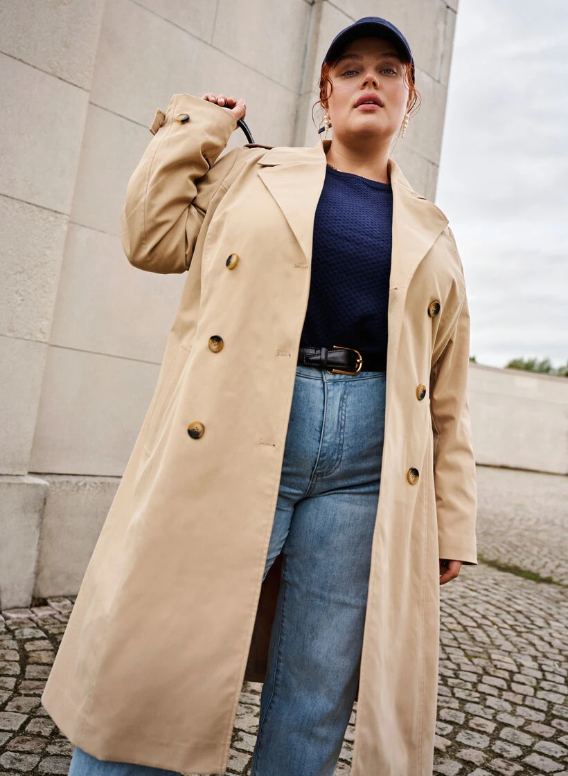 Zizzi Trench Coat With Pockets And Belt 3 Zizzi Trench Coat With Pockets And Belt