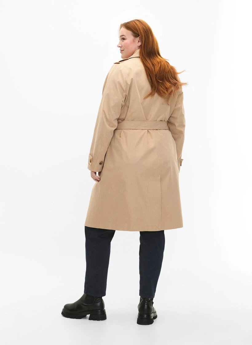 Zizzi Trench Coat With Pockets And Belt 5 Zizzi Trench Coat With Pockets And Belt – Image 3