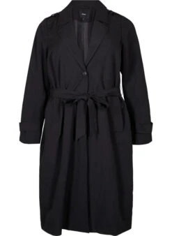 Zizzi Long Trench Coat With Belt -Chic Soldes M61313B 0199 Front