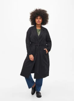 Zizzi Long Trench Coat With Belt