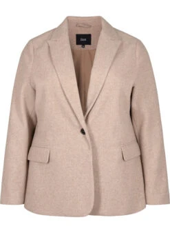 Zizzi Melange Blazer With Slit -Chic Soldes M61325A 1112 Front