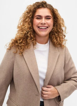 Zizzi Melange Blazer With Slit -Chic Soldes M61325A 1112 ModelDetail1