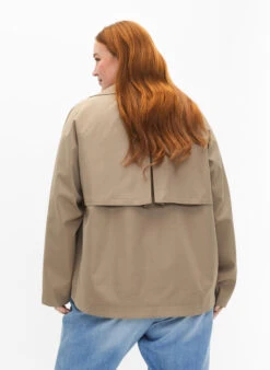 Zizzi Short Trench Coat With Snap Button Closure -Chic Soldes M61328A 0249 ModelBack