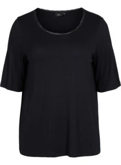 Zizzi Short-sleeved Pyjama Top In Viscose -Chic Soldes M70002B 0199 Front