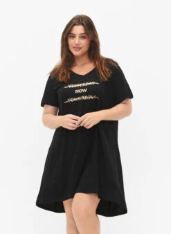 Zizzi Organic Cotton Nightdress With V-neck