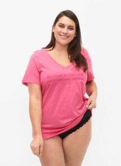 Zizzi Cotton Pyjama T-shirt With Print