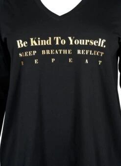 Zizzi Cotton Nightshirt With Text Print -Chic Soldes M70011H 0199 Details1