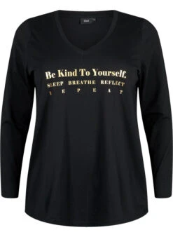 Zizzi Cotton Nightshirt With Text Print -Chic Soldes M70011H 0199 Front