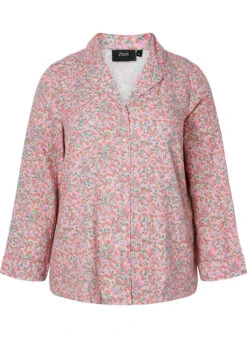Zizzi Cotton Pyjama Top With Floral Print -Chic Soldes M70014B 0996 Front