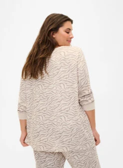 Zizzi Long-sleeved Velour Blouse With Print -Chic Soldes M70020A 2122 ModelBack