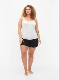 Zizzi Viscose Top With Lace Edge -Chic Soldes M70024C 1103 ModelFullBody