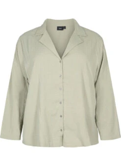 Zizzi Cotton Shirt With Structured Fit -Chic Soldes M70025A 1563 Front