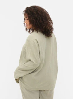 Zizzi Cotton Shirt With Structured Fit -Chic Soldes M70025A 1563 ModelBack