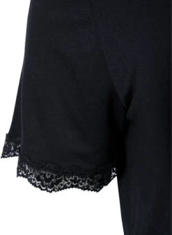 Zizzi Short-sleeved Viscose Nightie With Lace Edges -Chic Soldes M70026B 0199 Details2