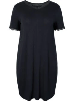 Zizzi Short-sleeved Viscose Nightie With Lace Edges -Chic Soldes M70026B 0199 Front