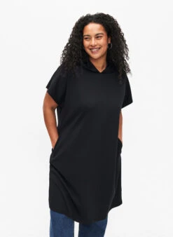 Zizzi Short Sleeve Sweat Dress In Modal Mix