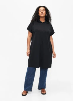Zizzi Short Sleeve Sweat Dress In Modal Mix -Chic Soldes M70055G 0199 ModelFullBody