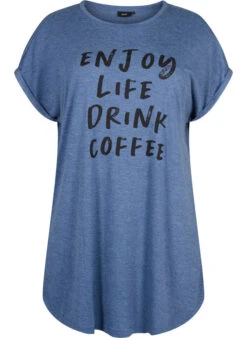 Zizzi Short Sleeve Nightgown With Text Print -Chic Soldes M70056A 1465 Front