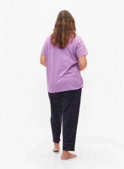 Zizzi Cotton Pyjamas Pants With Print -Chic Soldes M70061B 1496 ModelBack