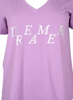 Zizzi Cotton Night T-shirt With Text Print -Chic Soldes M70061E 0658 Details1