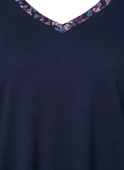 Zizzi Long-sleeved Cotton Nightgown -Chic Soldes M70062A 9990 Details1