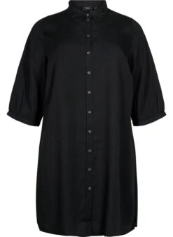 Zizzi Long Shirt With 3/4 Sleeves In Lyocell (TENCEL™) -Chic Soldes M90005A 0199 Front