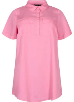Zizzi Short-sleeved Tunic In Lyocell (TENCEL™) 11 Zizzi Short-sleeved Tunic In Lyocell (TENCEL™) -Chic Soldes M90005C 0964 Front