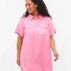 Zizzi Short-sleeved Tunic In Lyocell (TENCEL™) -Chic Soldes M90005C 0964 ModelFront