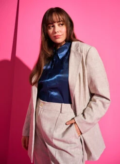 Zizzi Melange Blazer With Button Closure