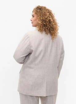 Zizzi Melange Blazer With Button Closure -Chic Soldes M90007A 0290 ModelBack