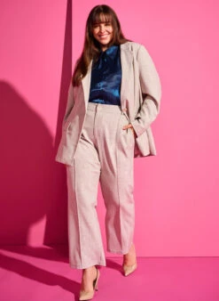 Zizzi Melange Trousers With Elastic And Button Closure