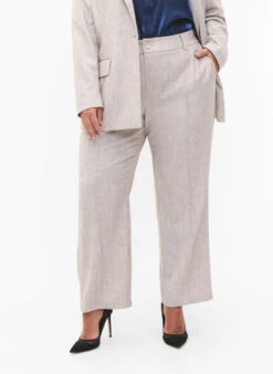 Zizzi Melange Trousers With Elastic And Button Closure -Chic Soldes M90007C 0290 ModelDetail1