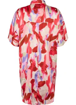Zizzi Long Satin Shirt With Print -Chic Soldes M90029B 0297 Back
