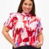 Zizzi Satin Shirt Blouse With Print And Ruffle Details -Chic Soldes M90029C 0297 ModelFront