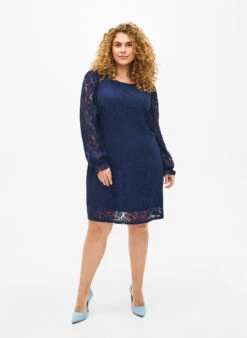 Zizzi Lace Dress With Long Sleeves -Chic Soldes M90039A 1494 ModelFullBody