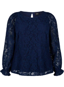 Zizzi Lace Blouse With Long Sleeves -Chic Soldes M90039B 1494 Front