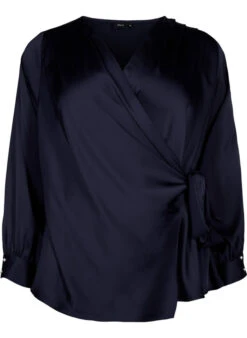 Zizzi Satin Party Blouse With Wrap 13 Zizzi Satin Party Blouse With Wrap -Chic Soldes M90052D 1496 Front