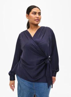 Zizzi Satin Party Blouse With Wrap