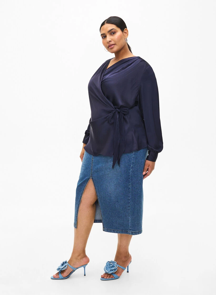 Zizzi Satin Party Blouse With Wrap 5 Zizzi Satin Party Blouse With Wrap – Image 3
