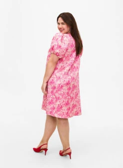 Zizzi Dress With Short Puff Sleeves -Chic Soldes M90055A 2373 ModelBack