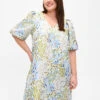 Zizzi Jacquard Dress With 1/2 Sleeves -Chic Soldes M90062A 9990 ModelFront