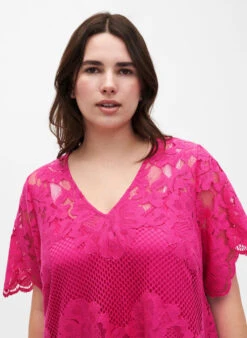 Zizzi Lace Dress With Short Sleeves -Chic Soldes M90066A 0308 ModelDetail2