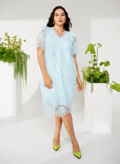Zizzi Crochet Dress With Short Sleeves