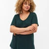 Zizzi Basic Plain Cotton T-shirt -Chic Soldes N00010D 0906 ModelFront