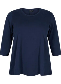 Zizzi Basic Cotton T-shirt With 3/4 Sleeves -Chic Soldes N00010L 1494 Front
