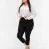 Zizzi 3/4-length Leggings With Buttons -Chic Soldes N00011G 0199 ModelFront