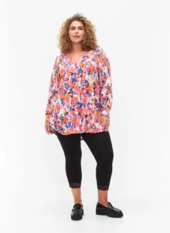 Zizzi Basic 3/4 Leggings With Lace Trim -Chic Soldes N00011K 0199 ModelFullBody