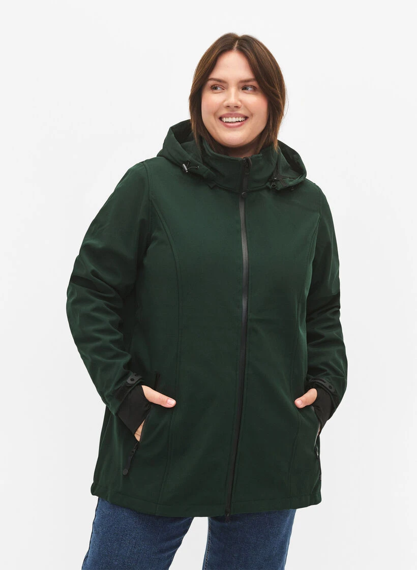 Zizzi Short Softshell Jacket With Detachable Hood 3 Zizzi Short Softshell Jacket With Detachable Hood