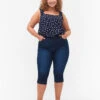 Zizzi High Waisted Amy Capri Jeans With Super Slim Fit -Chic Soldes O10305H 1050 ModelFront