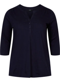 Zizzi Cotton Top With 3/4 Sleeves -Chic Soldes O10573J 1496 Front
